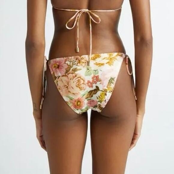 Zimmermann Side Tie Bikini Bottom in Golden Floral Multicolor - Picture 3 of 10